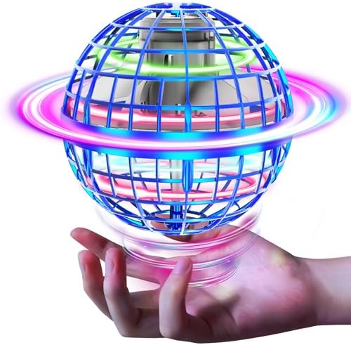 Tikduckフライングボール ジャイロ飛行ライトボール おもちゃ ホバリング ブーメランスピナー RGBライト付き360°回転USB充電式 屋外/屋内 子供 大人向けミニドローン 人気 誕生日 プレゼント (青)
