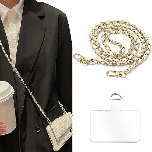 [Turkalla] スマホストラップ パールチェーン ショルダーストラップ 斜め掛け 肩掛けストラップ パールストラップ 金属製D字 タグパッチ 丈夫 耐久性強化版 携帯ストラップ 着脱簡単 紛失・忘れ物防止 全機種対応 スマホ/バッグ/お財布用