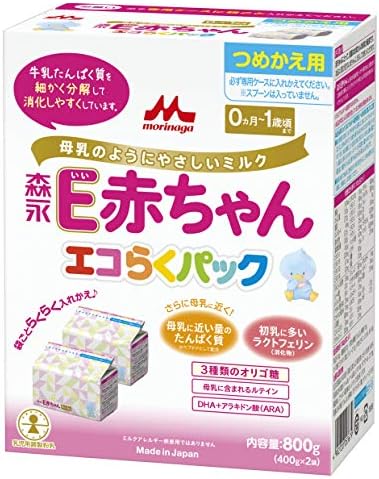 森永 E赤ちゃん エコらくパック つめかえ用 800g(400g×2袋) [0ヶ月~1歳 入れかえタイプ 粉ミルク ラクトフェリン 3種類のオリゴ糖]