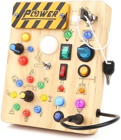 Joyreal モンテッソーリ ビジーボード 知育玩具 1 2 3歳誕生日プレゼント男の子 女の子 知育玩具 LED おもちゃ 指先知育 早期開発