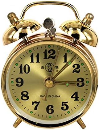 家庭用目覚まし時計 ゴールド機械式アラーム時計、手巻きレトロメタル脳時計、ホームデコレーション (Color : Gold)