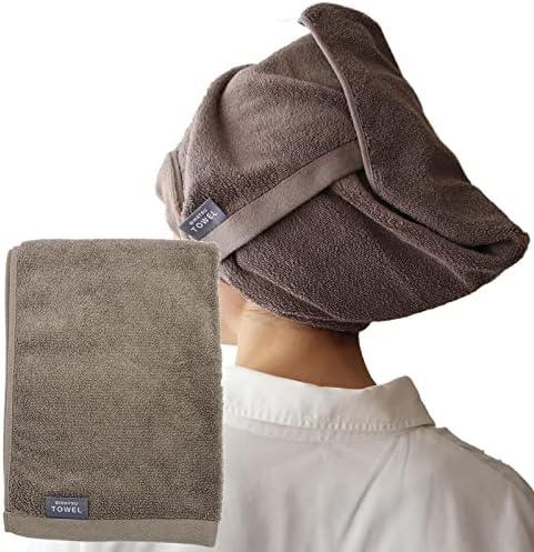 ホットマン 美容師 コラボ ヘアケア専用 1秒タオル BIHATSU TOWEL 美髪タオル ヘアタオル 綿100％ 吸水タオル タオルキャップ 大人 ヘアターバン ヘアキャップ 速乾 ヘアドライ (ブラウン)