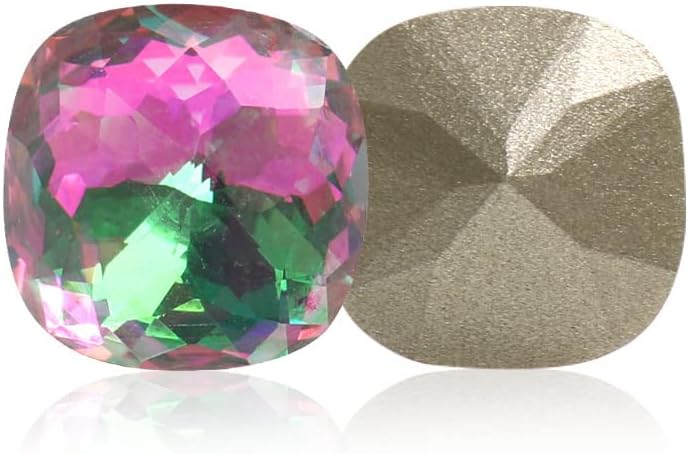 K9 ガラス ラインストーン スクエア 正方形 10x10mm 多面的 Vカット ストーン ビジュー 3Dネイルダイヤモンド UVレジン 封入素材 埋め込み デコパーツ ハンドメイド 手芸材料 手作り素材 クラフト用品 45個入り (グリーンAB)