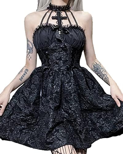 [JIURUN] ゴスロリ ワンピース コスプレ ロリータ かわいい 悪魔 ゴシック ロリィタ 十字架 女装 服 cosplay lolita 大きいサイズ メイド ロリータ ハロウィン コスプレ ドレス クリスマスプレゼント お嬢様 蝶結び