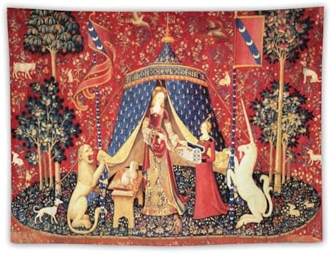 タペストリー 貴婦人と一角獣私の唯一の欲望 壁掛け 大判 布ポスター 多機能 おしゃれ インテリア モダンなアート 背景布 窓カーテン ウォールアート ホーム装飾 絵画 装飾用品 かわいい 新居祝い 30"x40"