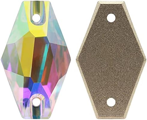 A級ラインストーン クリスタルAB ガラスストーン 2穴 縫製 ビーズ パーツ DIY手作り デコ素材 ジェリー用 アクセサリーパーツ ビジュー パーツ (11*18mm 48個)