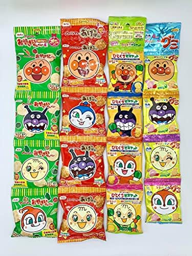 HKBH アンパンマン 4連お菓子パック 4種アソート 詰め合わせセット ( お野菜せんべい、あげせん、ひとくちビスケット、グミ 各1セット ）詰め合わせセットA