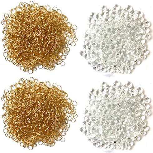 (エスネット) 二つ穴 クリスタル ビーズ シャンデリア 八角 14ｍｍ 手芸 ビジュー パーツ リング 付 のれん サンキャッチャー セット SN-256-CT ハンガー ポーチ イヤリング（クリア 1000個）