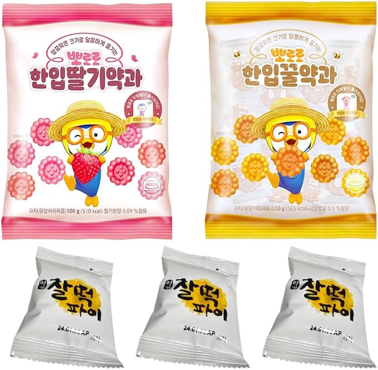 ポロロ イチゴミニ薬菓100g x 1袋 ポロロ 蜂蜜ミニ薬菓 (ヤッカ) 100g x1袋もちもち餅チョコパイ35g x3個 個別包装 子供おやつ レトロ 健康おやつ 韓国菓子 [韓国流通版] 海外直送品 並行輸入品